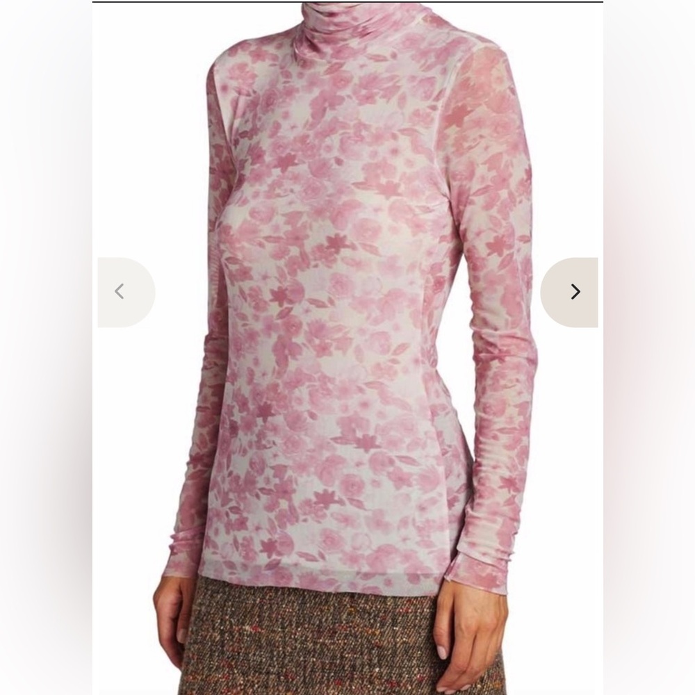 Ganni Pink and Cream Mesh Top